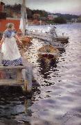 Anders Zorn Vagskvalp(Lappings of the waves) oil